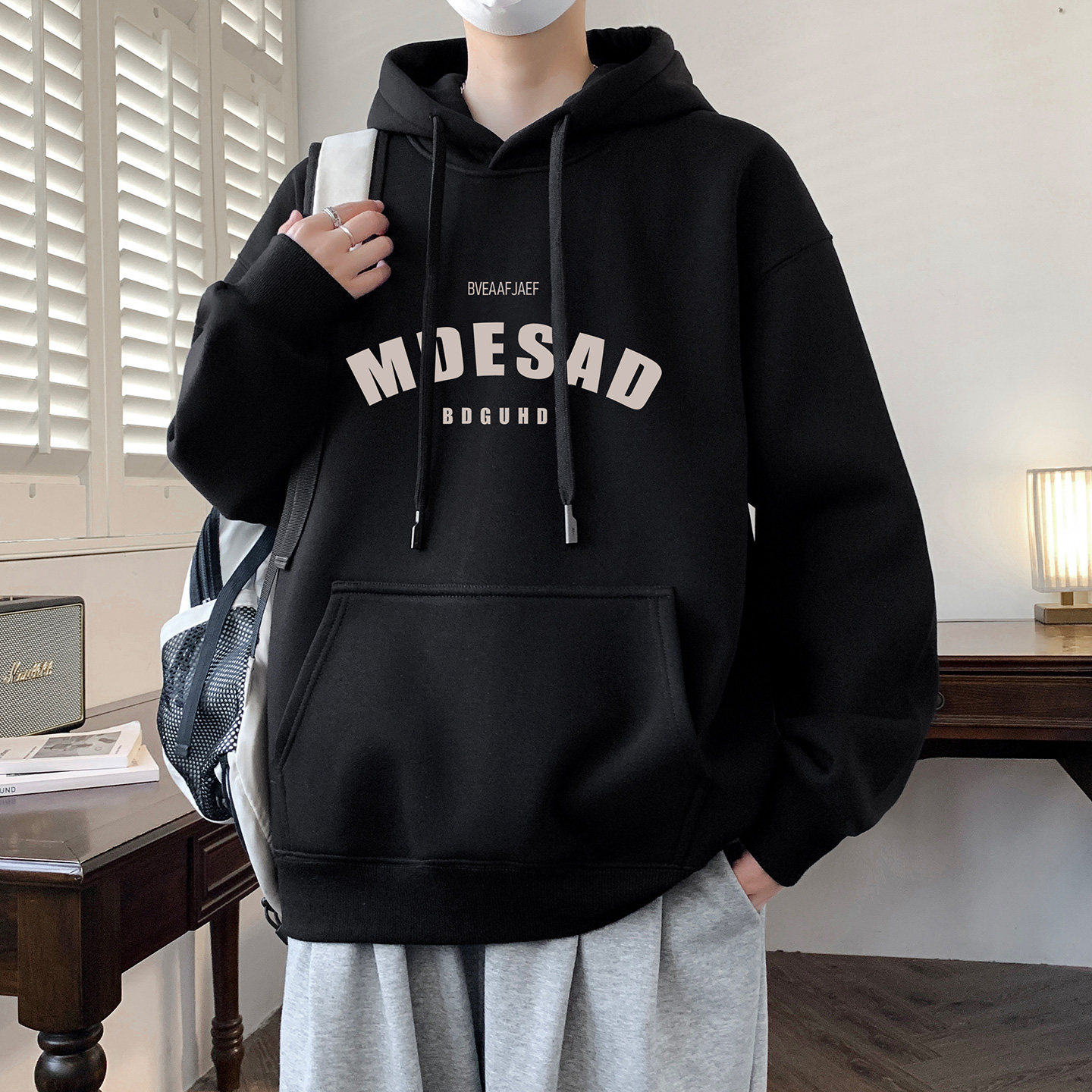 连帽长袖t恤男孩春秋季新款初高中学生青少年卫衣男装士潮上衣服