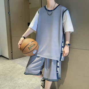 冰丝速干短袖t恤男孩夏季青少年初中学生大童运动篮球衣服套装潮