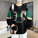 t恤男装 青少年初中学生长袖 大童潮牌上衣服 新款 圆领卫衣男春秋季