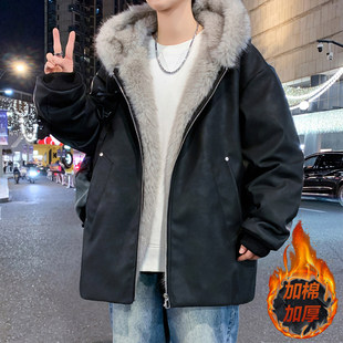 秋冬季连帽外套棉衣男生大学生新款棉服青少年帅气棉袄男装士潮流