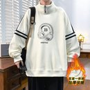半高领卫衣男生秋冬季新款青少年加绒加厚保暖打底衫上衣长袖t恤