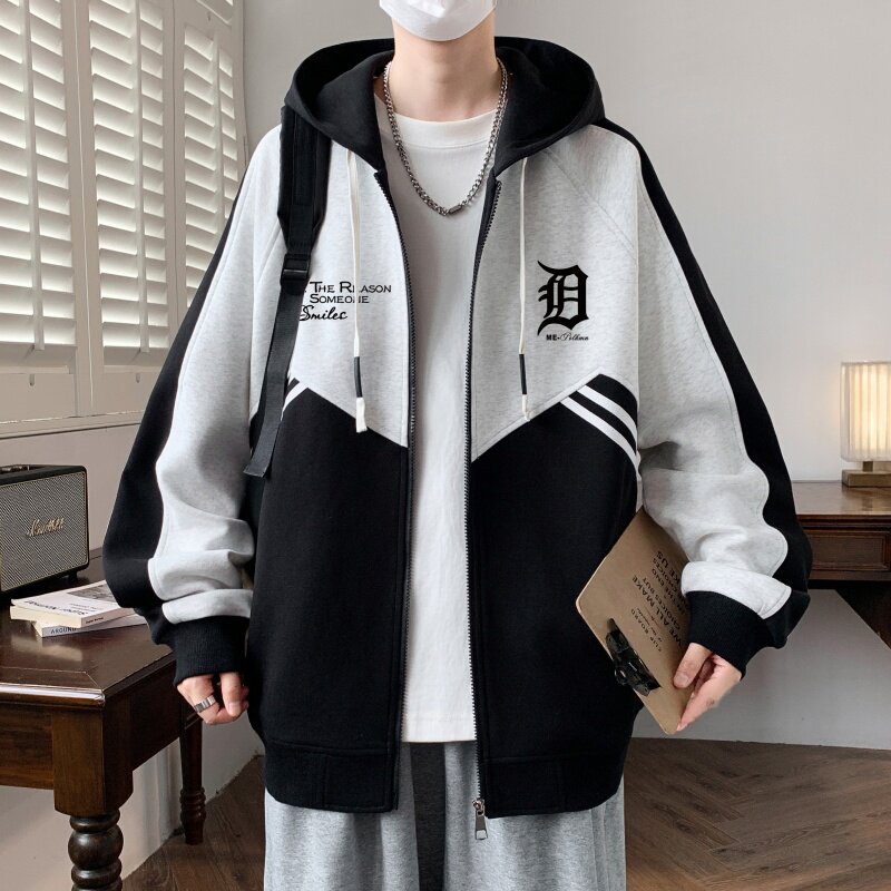 春秋季新款外套男孩中学生夹克开衫卫衣帅气青少年大童上衣服男装