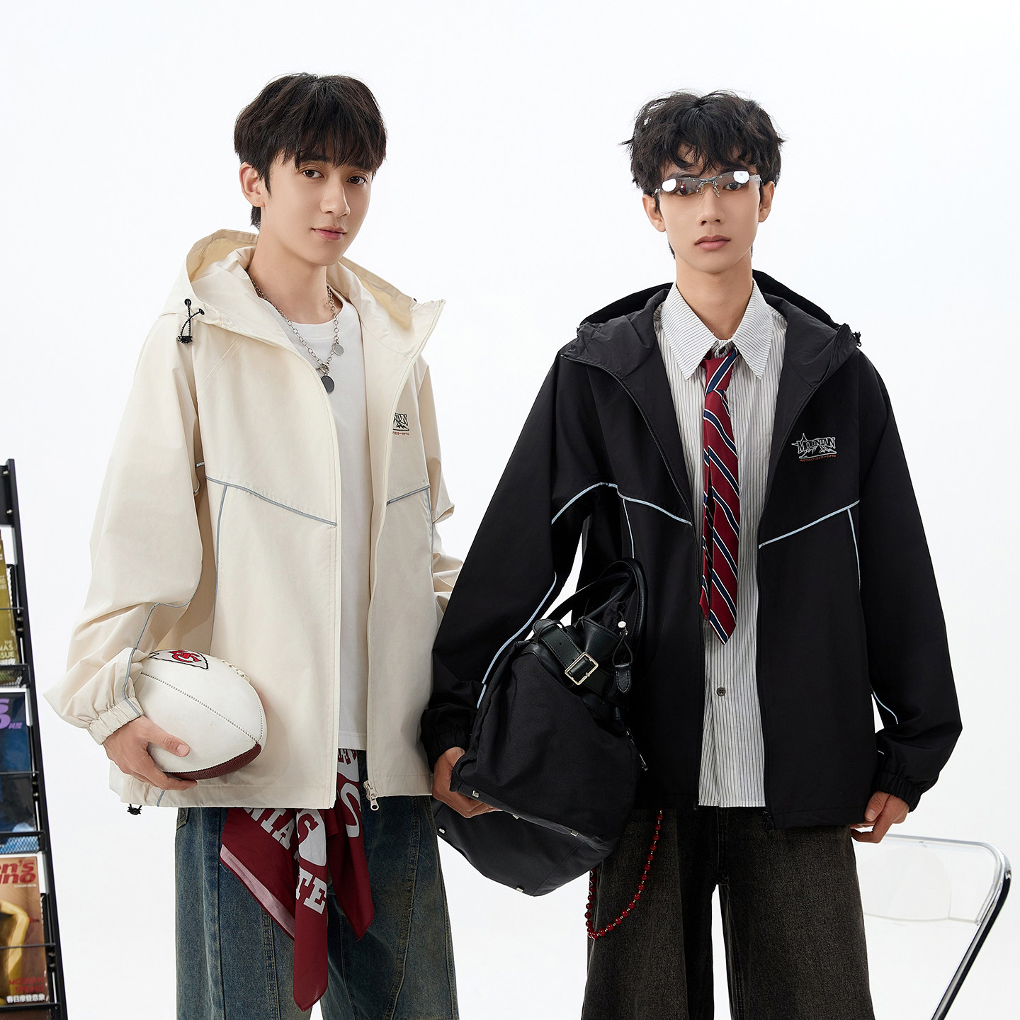 春秋季新款冲锋衣外套男生青少年潮流运动帅气初高中学生夹克男装