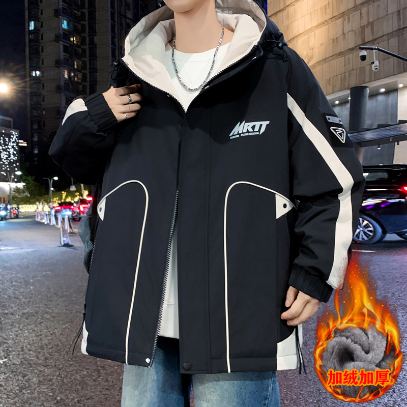 不起球不褪色加绒加厚夹克外套男