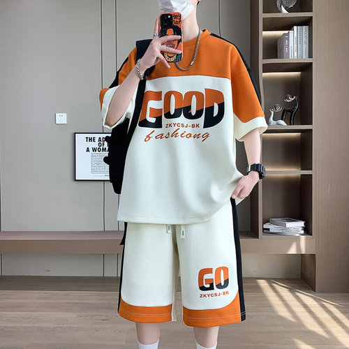 凉感透气潮流宽松青少年短袖套装