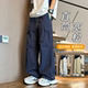 春秋季 男士 新款 学生青少年直筒运动宽松阔腿休闲长裤 工装 子美式 裤