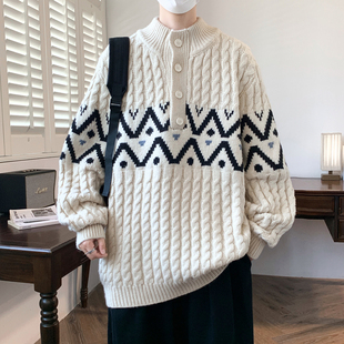 半高领立领毛衣男生秋冬款青少年初高中学生保暖针织打底衫男装潮