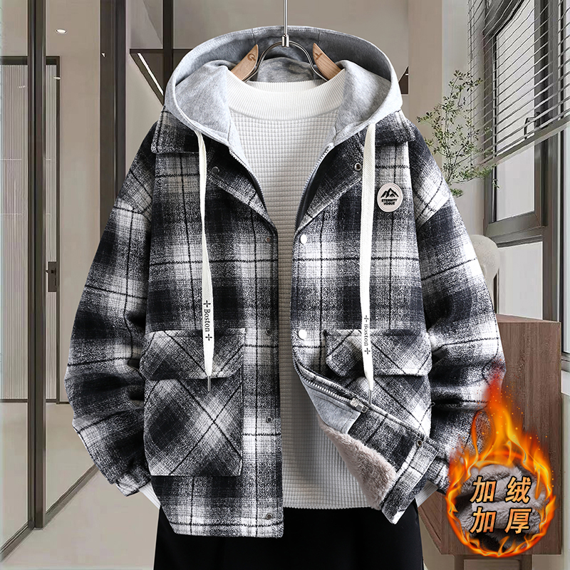 不起球不褪色加绒加厚夹克外套男