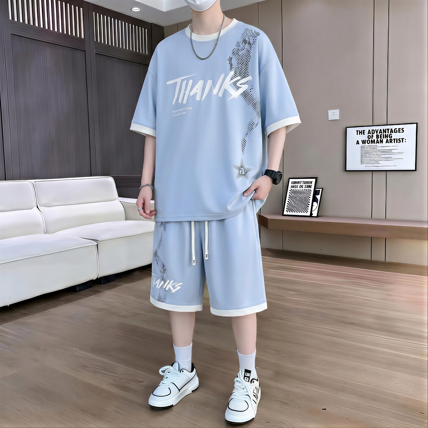 凉感透气青少年夏季短袖T恤套装