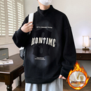 奥粒绒加绒加厚卫衣男孩秋冬季新款初中学生青少年男装士打底衫潮