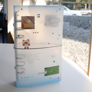 喷嚏士多原创 A6per斜纹绑带活页本 渐变盐系半透明手帐本痛本ins