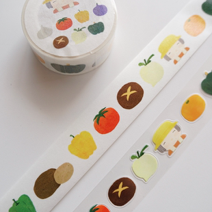 喷嚏士多原创 奶奶的菜园纸胶带 手绘风日系手帐装饰和纸切膜pet
