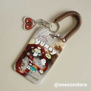 喷嚏士多原创 碱水好美味推拉卡套 可爱防丢面包饭卡小卡照片收纳