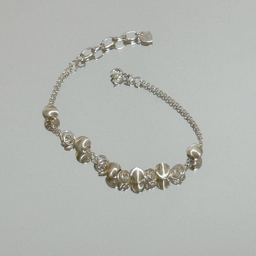 猫眼银珠滑动闪闪原创设计纯银手链ins风时尚个性小众轻奢可调节