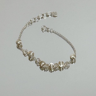 猫眼银珠滑动闪闪原创设计纯银手链ins风时尚个性小众轻奢可调节