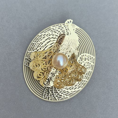 实拍 极亮丝滑细腻无瑕 天然白色珍珠胸针胸花 10.2mm 立体孔雀