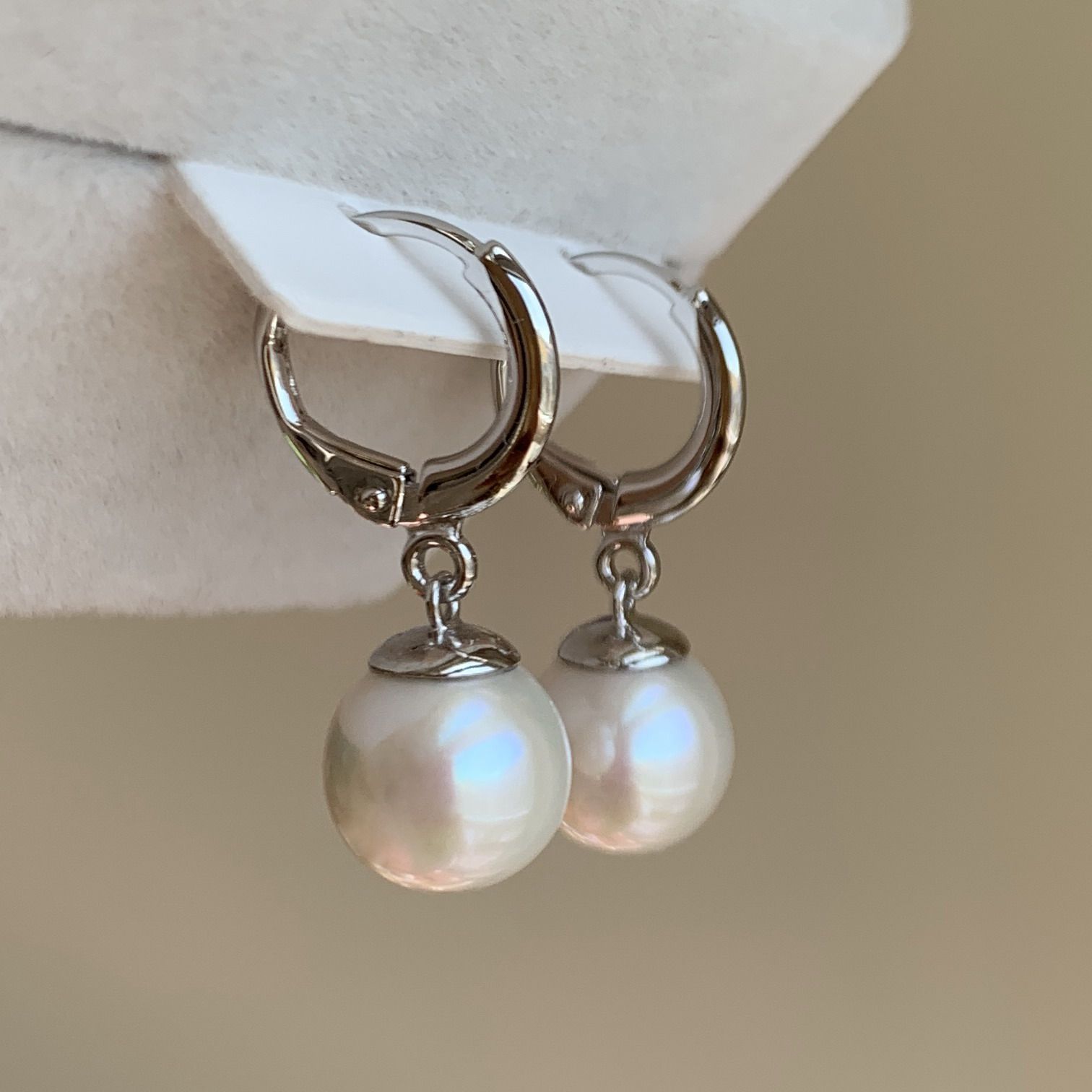 S925纯银 镜面极亮丝滑全无暇 天然白色珍珠耳环耳圈9.8mm,珠宝/钻石/翡翠,耳饰,淘宝优惠券,粉丝福利购,淘宝优惠卷