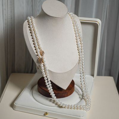 天然纯白近无暇白色珍珠项链 毛衣链7.5mm 1.82米超长款