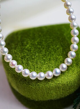 18K 堪比海珠 高品质精品极强光全无瑕天然白色小珍珠项链 4.3mm