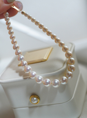 18K 天然AK珍珠手链 近全无暇17CM 4-6.5mm