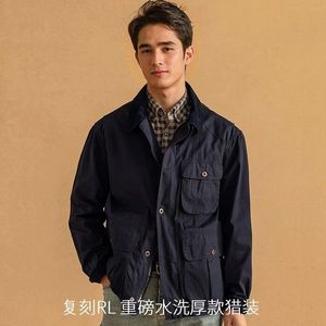日系复古灯芯绒领多功能猎装夹克男士立体口袋工装钓鱼夹克外套潮