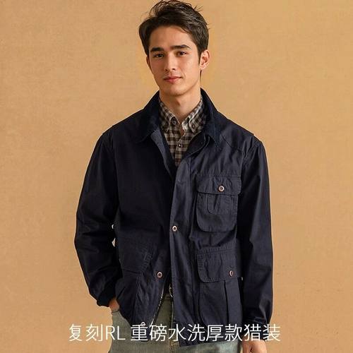 日系复古灯芯绒领多功能猎装夹克男士立体口袋工装钓鱼夹克外套潮