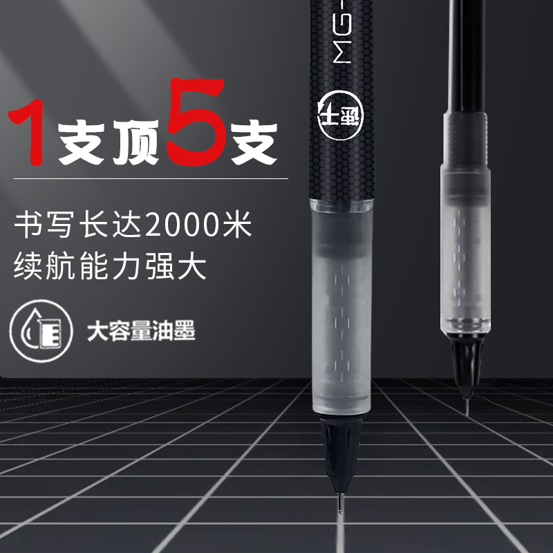晨光mg-666max速干中性笔中考高考笔学生0.5全针管按动子弹头黑笔