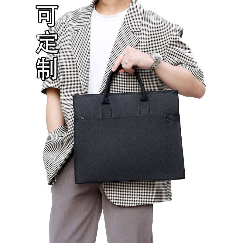 男士手提包小众手提袋帆布男包电脑包商务简约文件包办公包竖款横