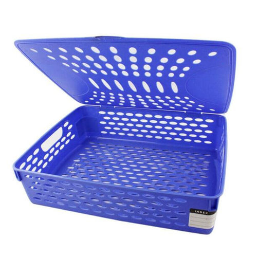 得力923文件篮子A4带盖收纳框子财务凭证发票单据篮办公文具塑料