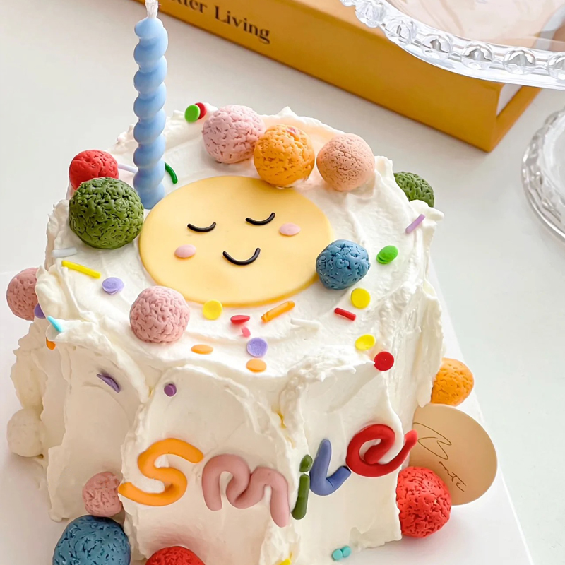 ins卡通笑脸smile彩色蜡烛