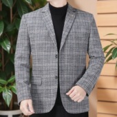 中年修身 胖子休闲西装 西服 加肥爸爸装 短款 男外套特体大码 格子新品