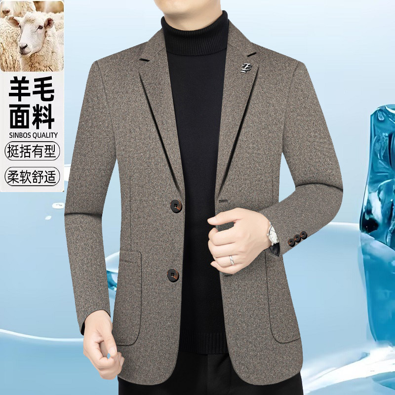 休闲西装外套男新品秋冬季羽绒脱卸内胆商务加厚保暖青年西服外装
