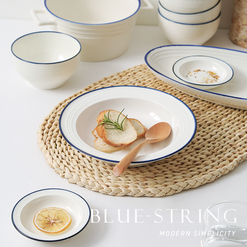 正品北欧风陶瓷面碗高级感拉面碗日式斗笠碗家用大号汤饭碗沙拉碗