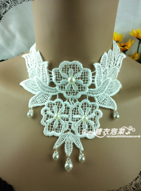 复古宫廷风疤痕遮盖珍珠白色项圈