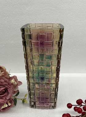 高品质七彩琉璃色水晶藤编节节高升花瓶高25CM花瓶摆件家用花瓶