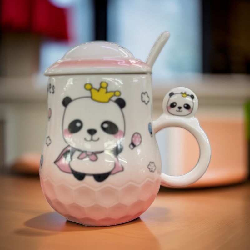 高品质爆款熊猫杯女生陶瓷水杯简马克杯