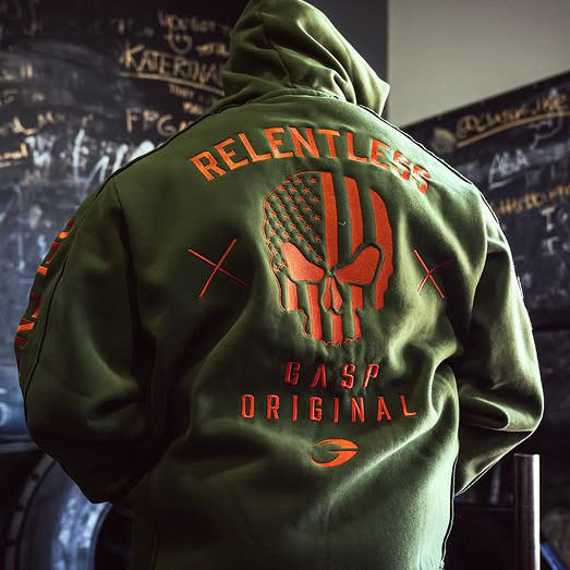 新款盖世璞骷髅王连帽开衫外套健身棉质运动抓绒保暖拉链加厚卫衣