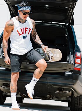 肌肉无袖T恤运动健身背心男兄弟宽松透气弹力训练服印花坎肩上衣