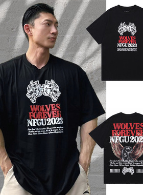 DarcSport狼头新款夏季健身短袖男宽松大码训练服透气半袖健美潮