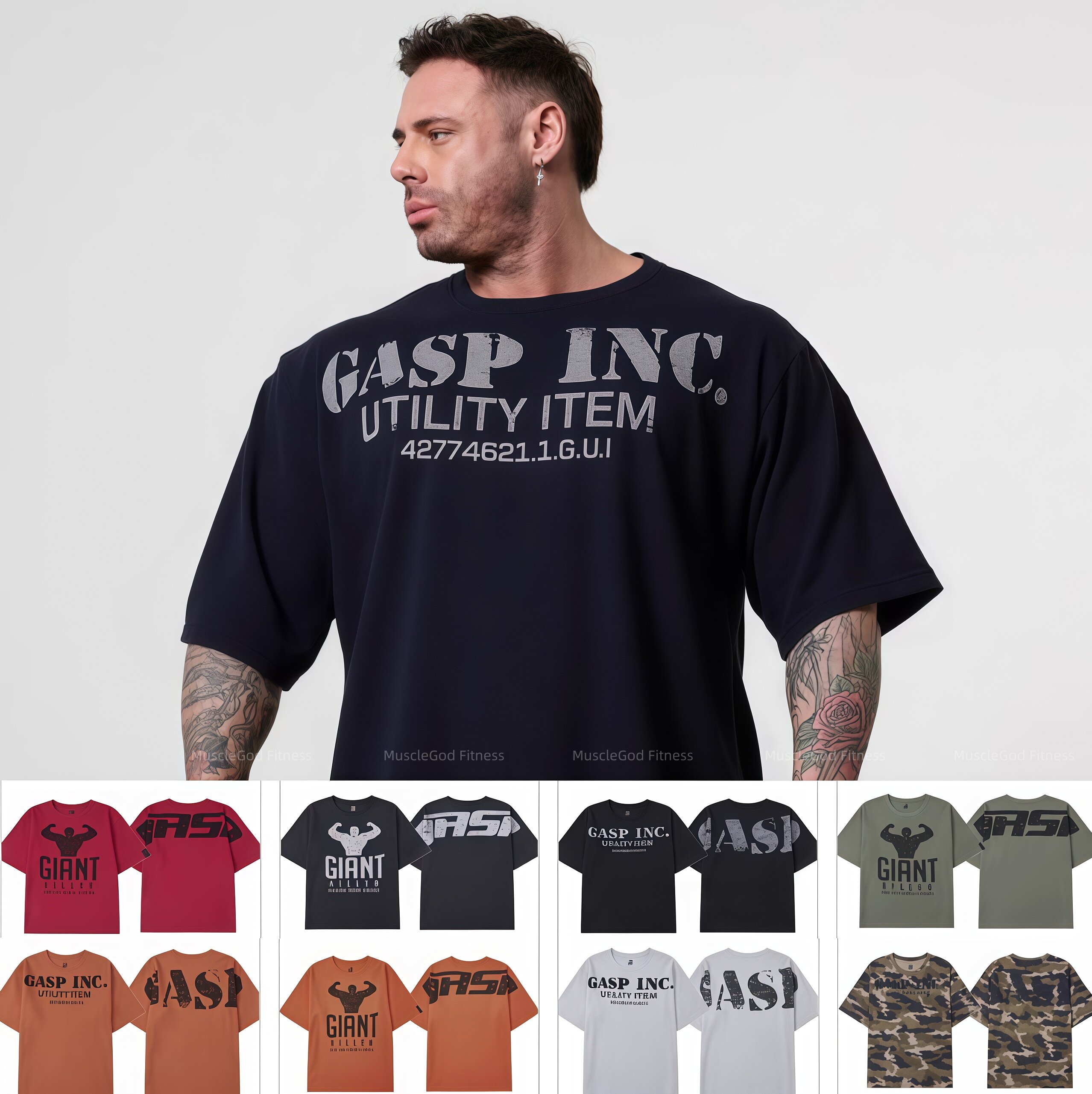 巨人杀手健身T恤男宽松加肥大码嘻哈健美半袖加厚短袖训练五分袖