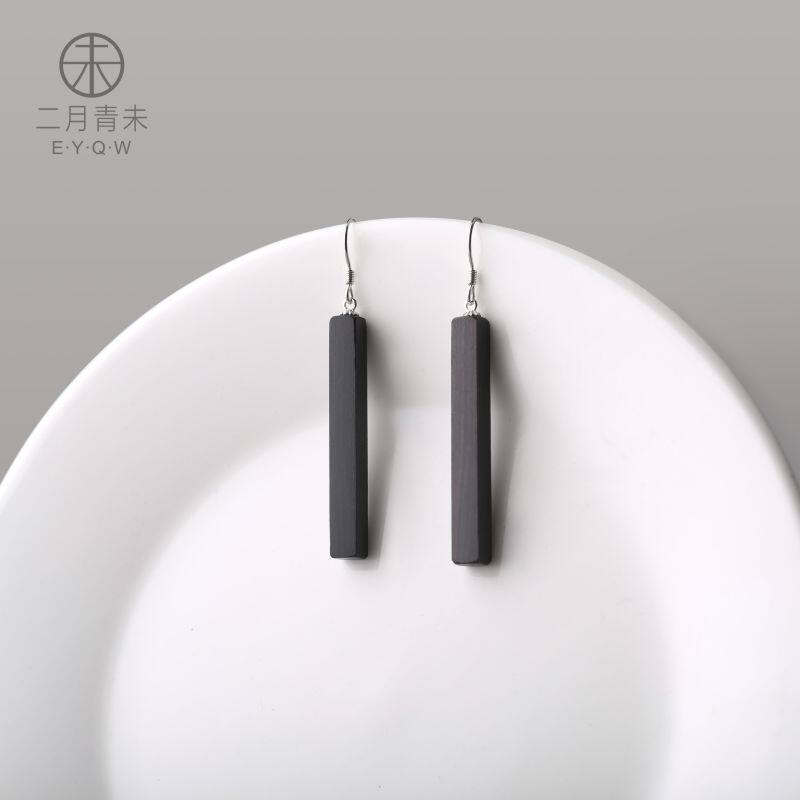 耳饰黑檀木长条复古耳坠