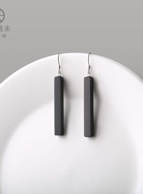 耳饰黑檀木长条复古耳坠