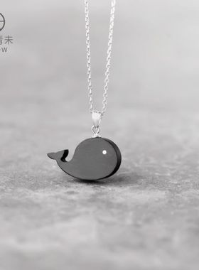 银黑檀木十字链女鲸鱼