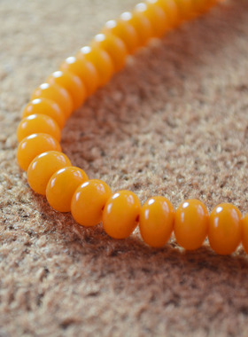 黄色橙色菩提根算盘珠扁珠DIY散珠隔片隔珠