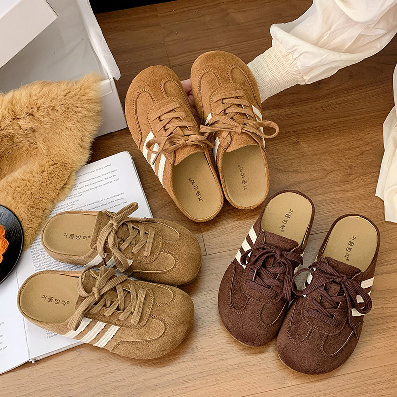 勃肯包头半拖鞋女2025年秋季新款一脚蹬懒人无后跟休闲德训鞋平底,女鞋,包头拖,淘宝优惠券,粉丝福利购,淘宝优惠卷