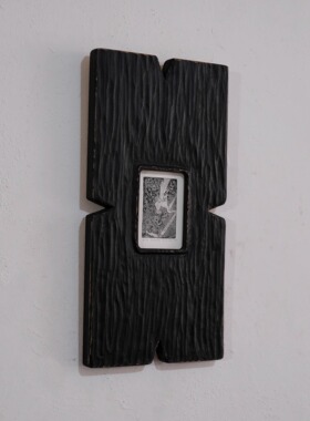 原创手工满刻肌理艺术黑色玄关小众玄关客厅画展摄影展相框画框