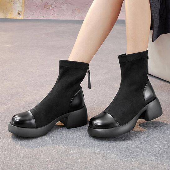 专柜正品百思图2025冬季新款商场同款时装靴粗跟女中靴O3982DZ5