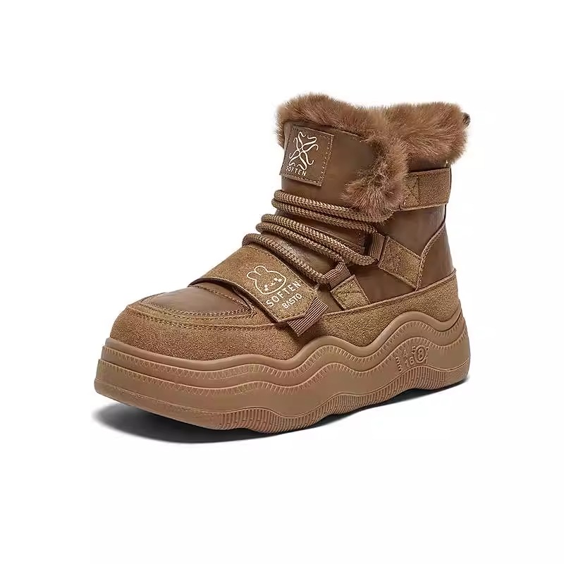 专柜正品百思图2024冬季新款商场同款雪地靴厚底女短靴X1271DD4