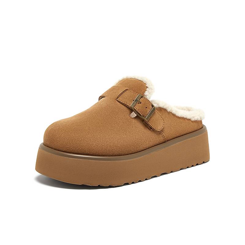 百思图2024冬季商场新款厚底雪地靴保暖拖鞋棉鞋女短靴L3828DM4