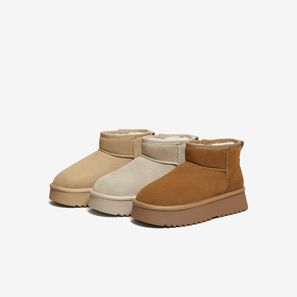 百思图2025冬季新款厚底雪地靴勃肯鞋加绒保暖棉鞋女短靴DK995DD5